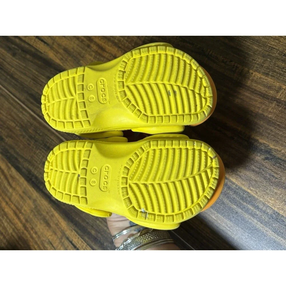Crocs Kids Duck Clogs Yellow Orange Toddler Size C8 Fun Character Shoes EUC